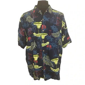 Big Dogs Short Sleeve Linen Blend All Over Print Margarita Button Up